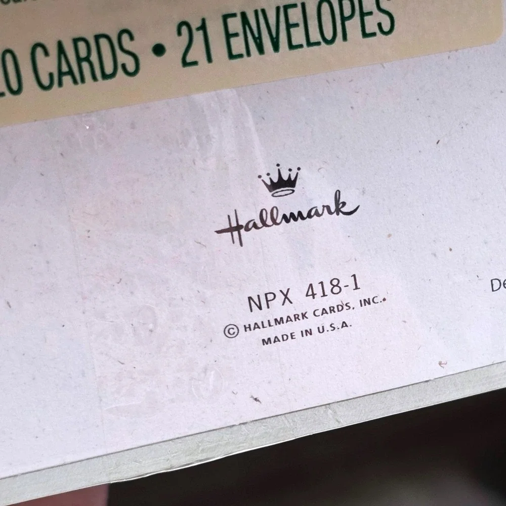 Hallmark Christmas Naturals Cards 20ct Poinsettia Gold Foil Vintage NPX‎ 418-1
